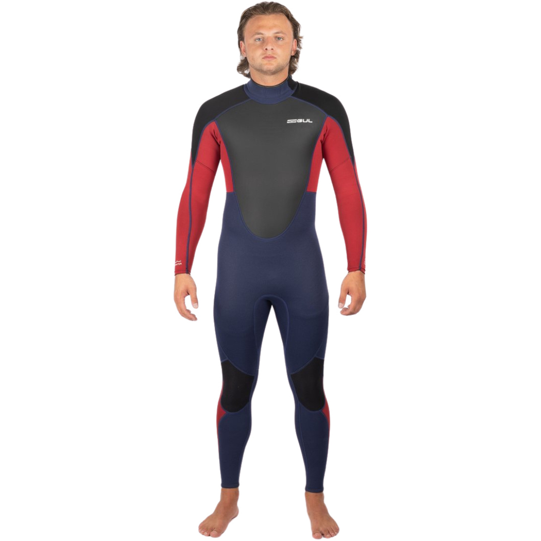 Gul Mens Response 3/2mm Flatlock Back Zip Wetsuit RE1321-C1 - Red / Navy